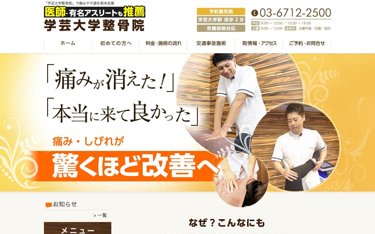 学芸大学整骨院のホームページ