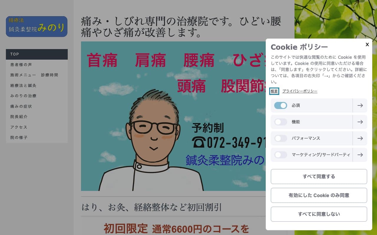 鍼灸柔整院みのりのホームページ